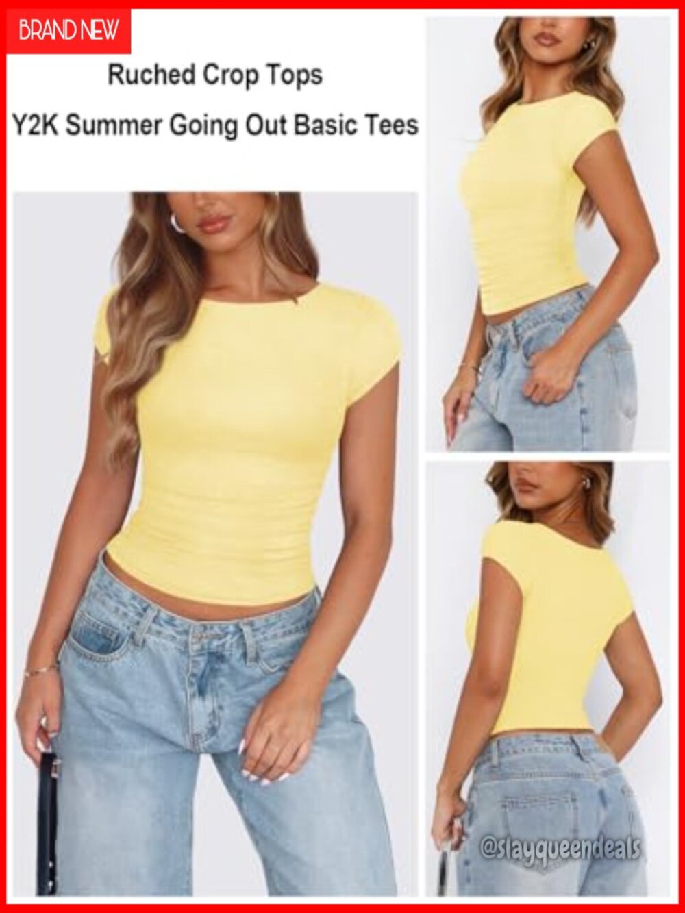 Mesh Ruched Crop Top, Boat Neck Cap Sleeve, Double Lined Stretch Tee - Picture 3 of 6